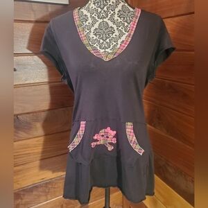 Y2K Pink Cookie Black Pink Gothic Skull  Hoodie Tunic Shirt Top XL Extra Large
